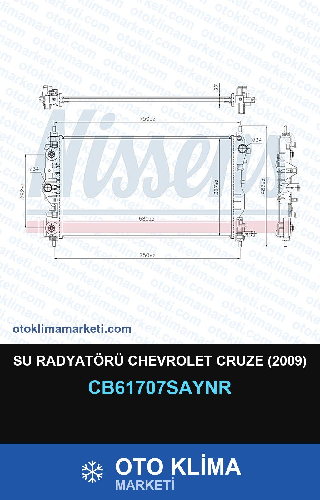 Su Radyatörü Chevrolet Cruze (2009) — SU RADYATÖRÜ — UNICORE marka — Uyumlu: CHEVROLET