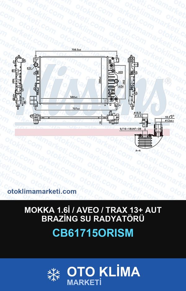 Mokka 1.6İ / Aveo / Trax 13+ Aut Brazing Su Radyatörü — SU RADYATÖRÜ — ORİS marka