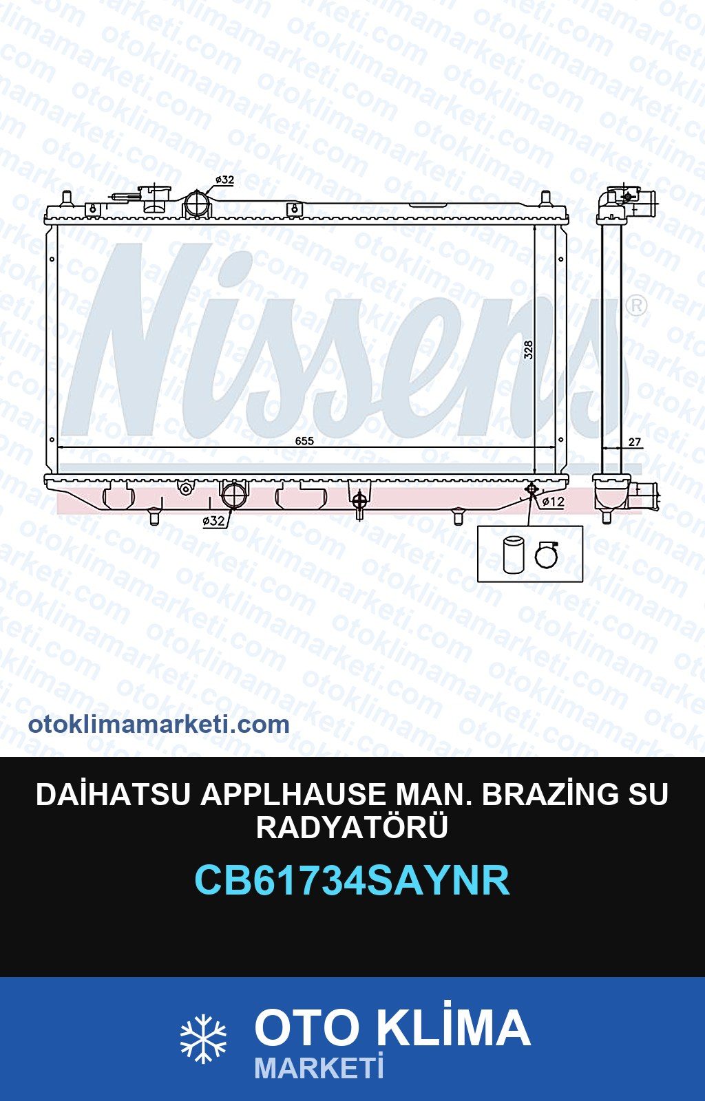 Daihatsu Applhause MAN. Brazing Su Radyatörü — SU RADYATÖRÜ — UNICORE marka — Uyumlu: MAN