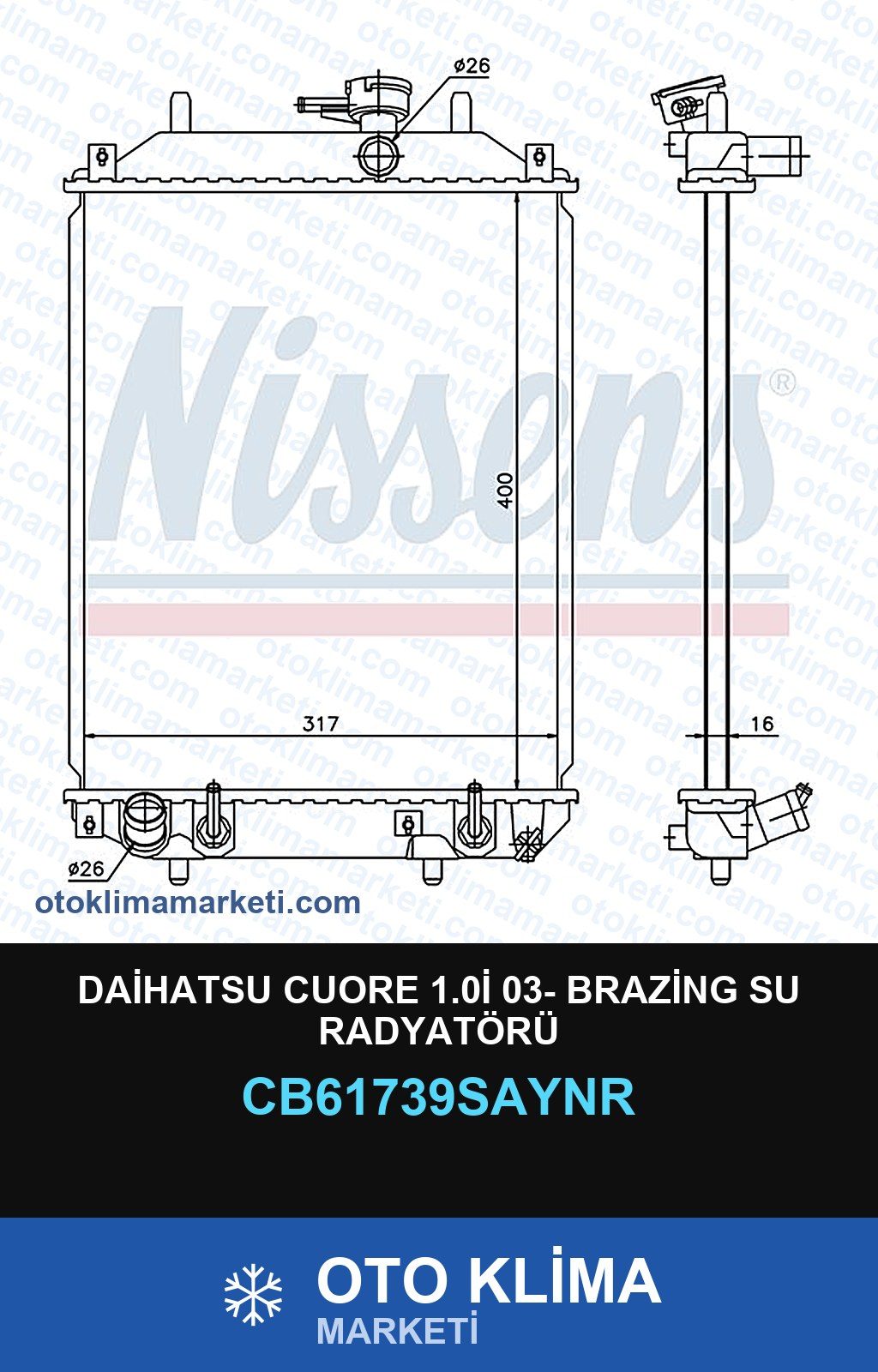 Daihatsu Cuore 1.0İ 03- Brazing Su Radyatörü — SU RADYATÖRÜ — UNICORE marka
