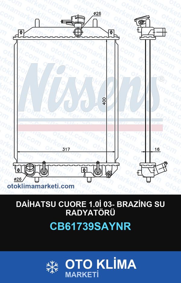 Daihatsu Cuore 1.0İ 03- Brazing Su Radyatörü — SU RADYATÖRÜ — UNICORE marka