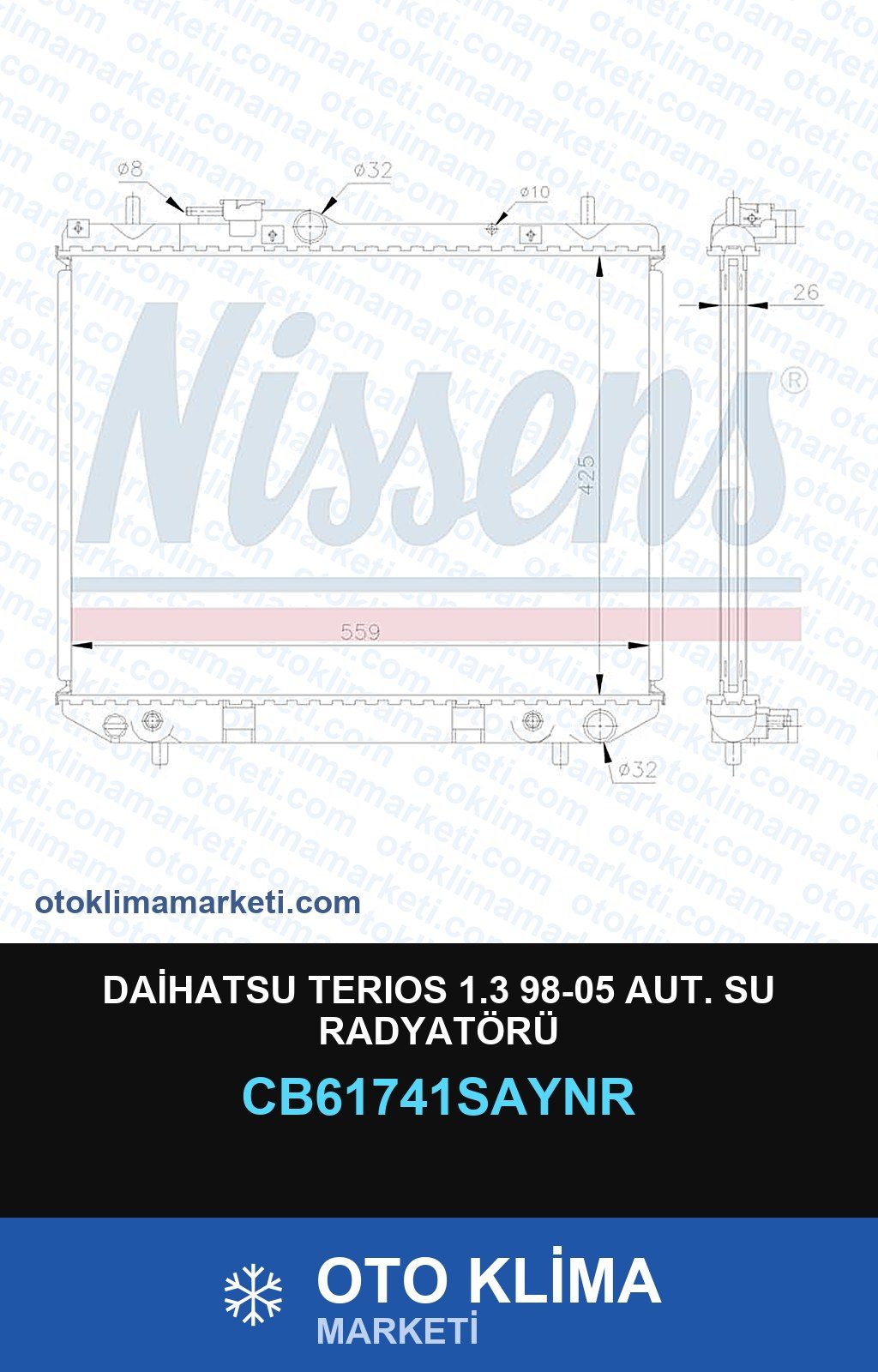 Daihatsu Terıos 1.3 98-05 Aut. Su Radyatörü — SU RADYATÖRÜ — UNICORE marka