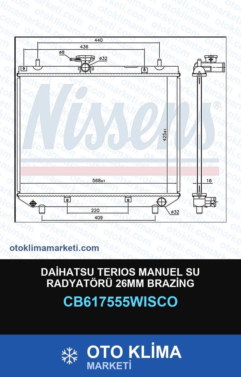 Daihatsu Terıos Manuel Su Radyatörü 26MM Brazing — SU RADYATÖRÜ — WISCO marka
