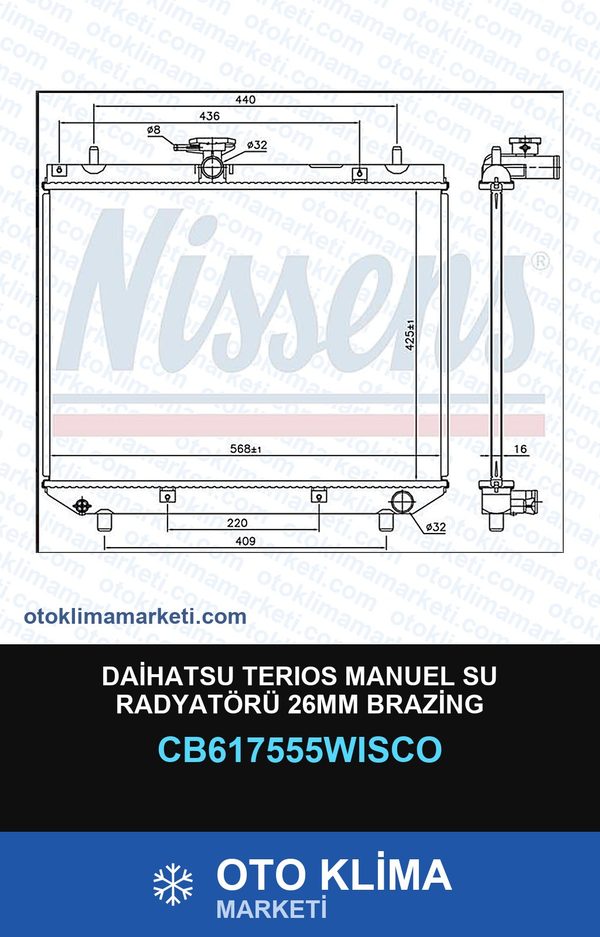 Daihatsu Terıos Manuel Su Radyatörü 26MM Brazing — SU RADYATÖRÜ — WISCO marka