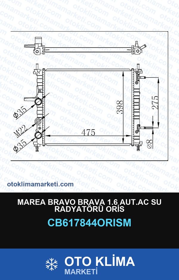 Marea Bravo Brava 1.6 Aut.AC Su Radyatörü Oris — SU RADYATÖRÜ — ORİS marka