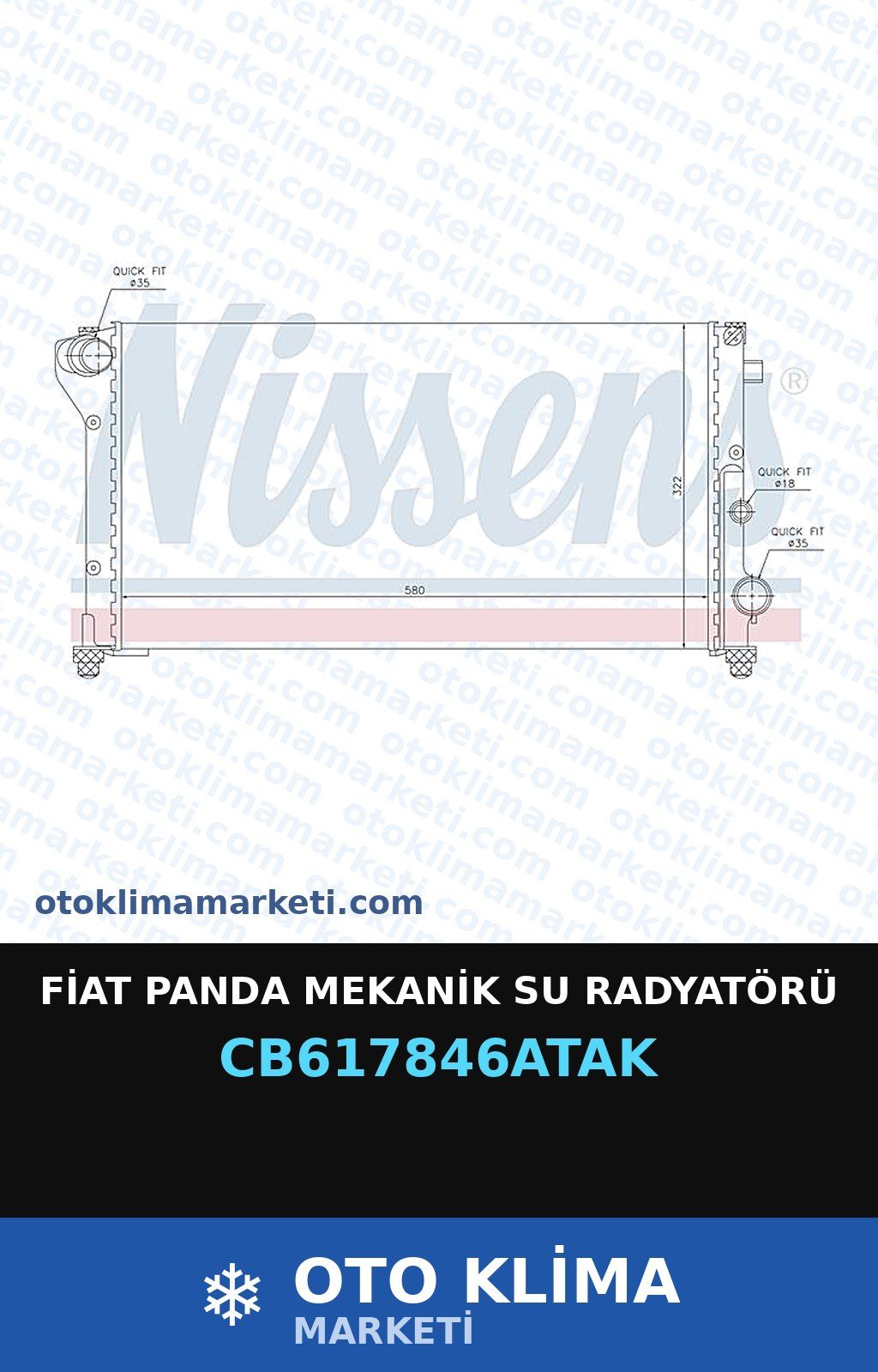 Fiat Panda Mekanik Su Radyatörü — SU RADYATÖRÜ — VEKA marka — Uyumlu: FIAT