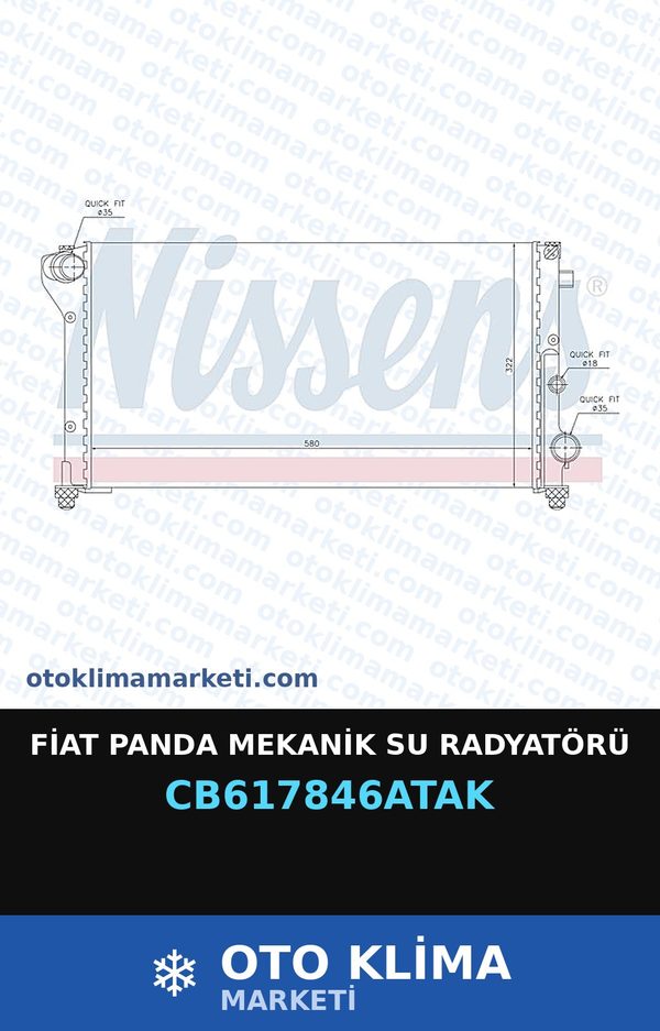 Fiat Panda Mekanik Su Radyatörü — SU RADYATÖRÜ — VEKA marka — Uyumlu: FIAT