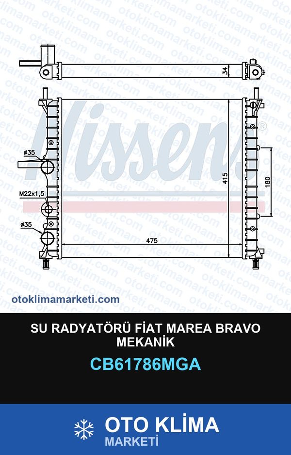 Su Radyatörü Fiat Marea Bravo Mekanik — SU RADYATÖRÜ — MGA marka — Uyumlu: FIAT