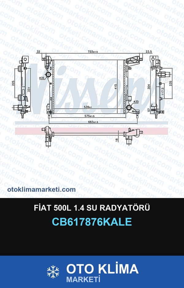 Fiat 500L 1.4 Su Radyatörü — SU RADYATÖRÜ — KALE marka — Uyumlu: FIAT