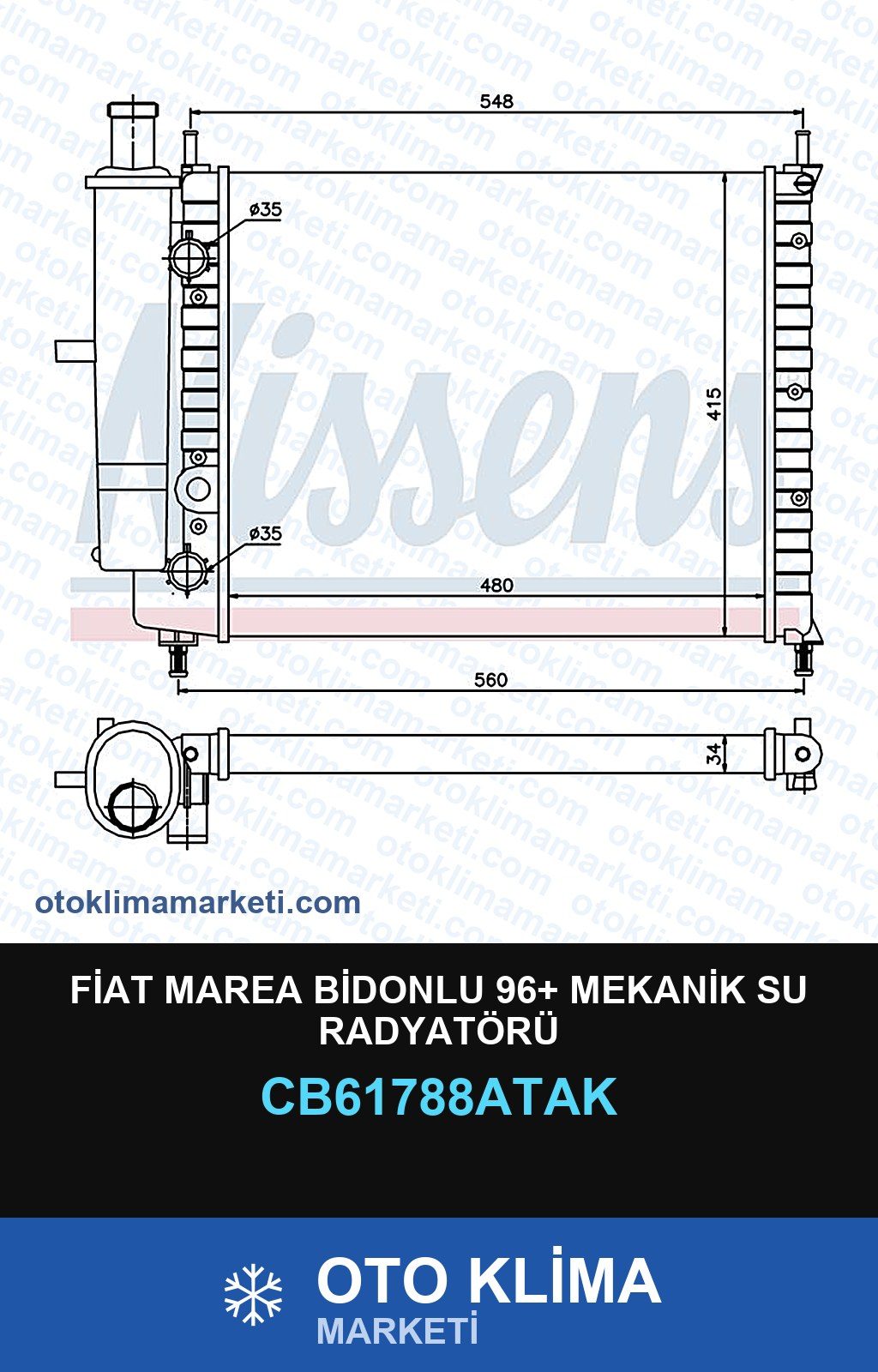 Fiat Marea Bidonlu 96+ Mekanik Su Radyatörü — SU RADYATÖRÜ — VEKA marka — Uyumlu: FIAT