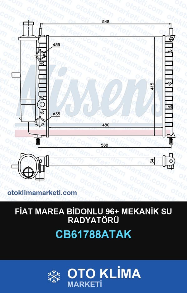 Fiat Marea Bidonlu 96+ Mekanik Su Radyatörü — SU RADYATÖRÜ — VEKA marka — Uyumlu: FIAT