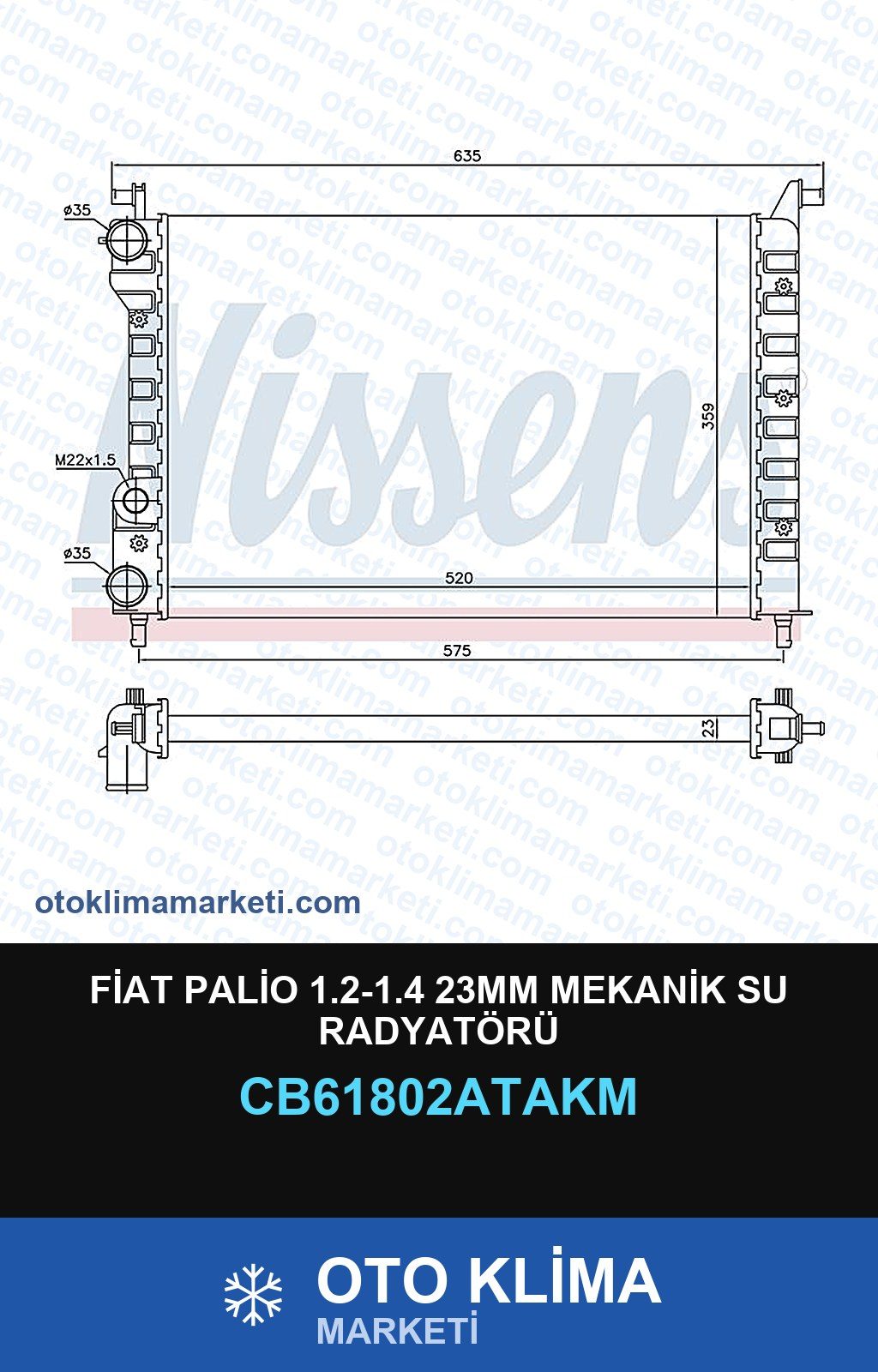 Fiat Palio 1.2-1.4 23MM Mekanik Su Radyatörü — SU RADYATÖRÜ — VEKA marka — Uyumlu: FIAT