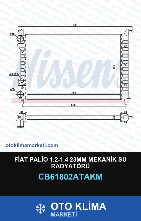 Fiat Palio 1.2-1.4 23MM Mekanik Su Radyatörü — SU RADYATÖRÜ — VEKA marka — Uyumlu: FIAT