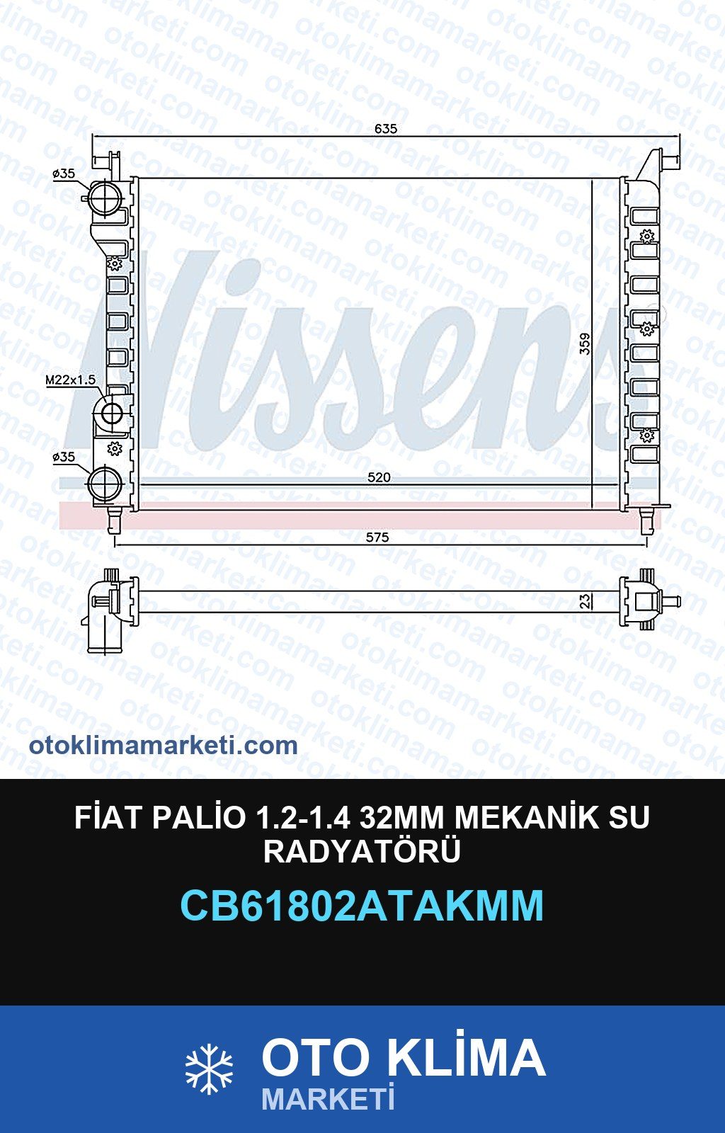 Fiat Palio 1.2-1.4 32MM Mekanik Su Radyatörü — SU RADYATÖRÜ — VEKA marka — Uyumlu: FIAT