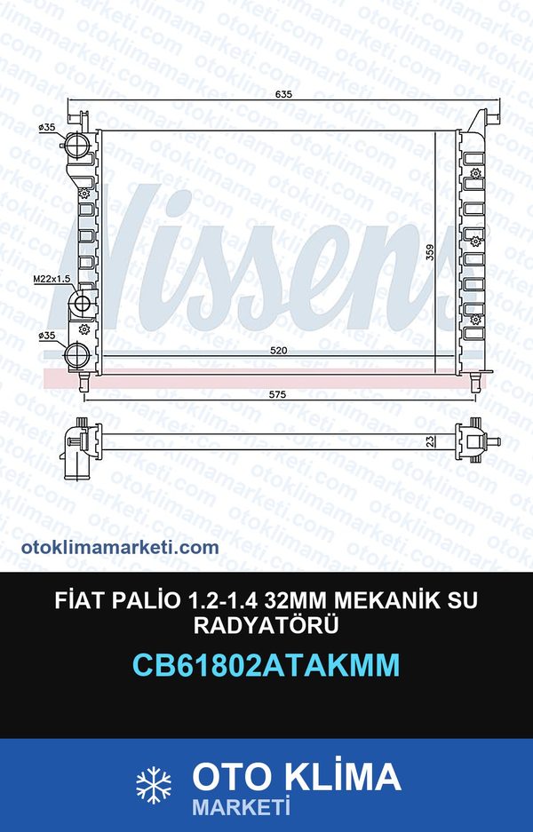 Fiat Palio 1.2-1.4 32MM Mekanik Su Radyatörü — SU RADYATÖRÜ — VEKA marka — Uyumlu: FIAT
