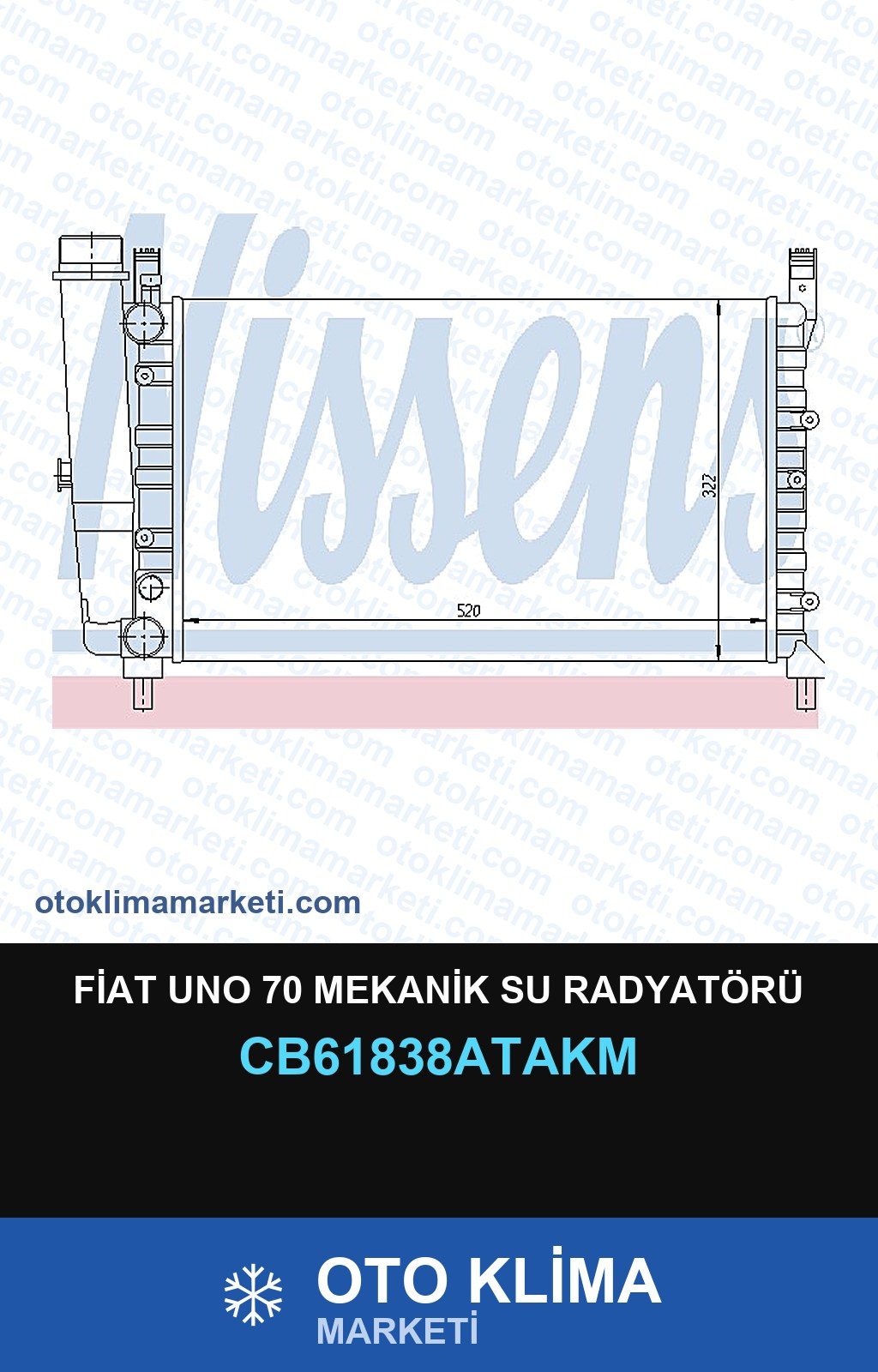 Fiat Uno 70 Mekanik Su Radyatörü — SU RADYATÖRÜ — VEKA marka — Uyumlu: FIAT