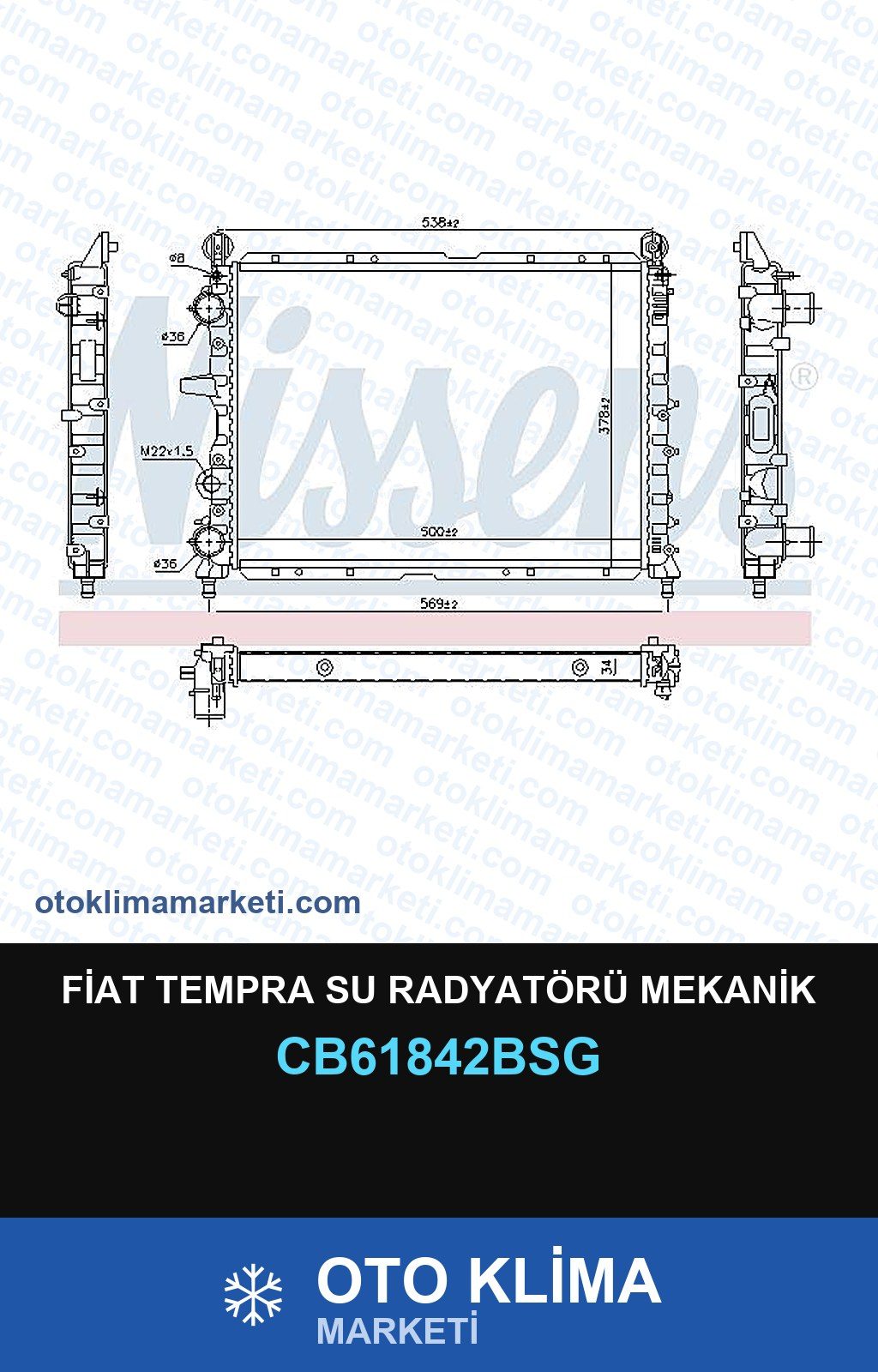 Fiat Tempra Su Radyatörü Mekanik — SU RADYATÖRÜ — BSG marka — Uyumlu: FIAT