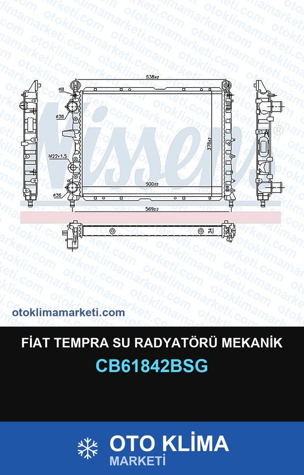 Fiat Tempra Su Radyatörü Mekanik — SU RADYATÖRÜ — BSG marka — Uyumlu: FIAT