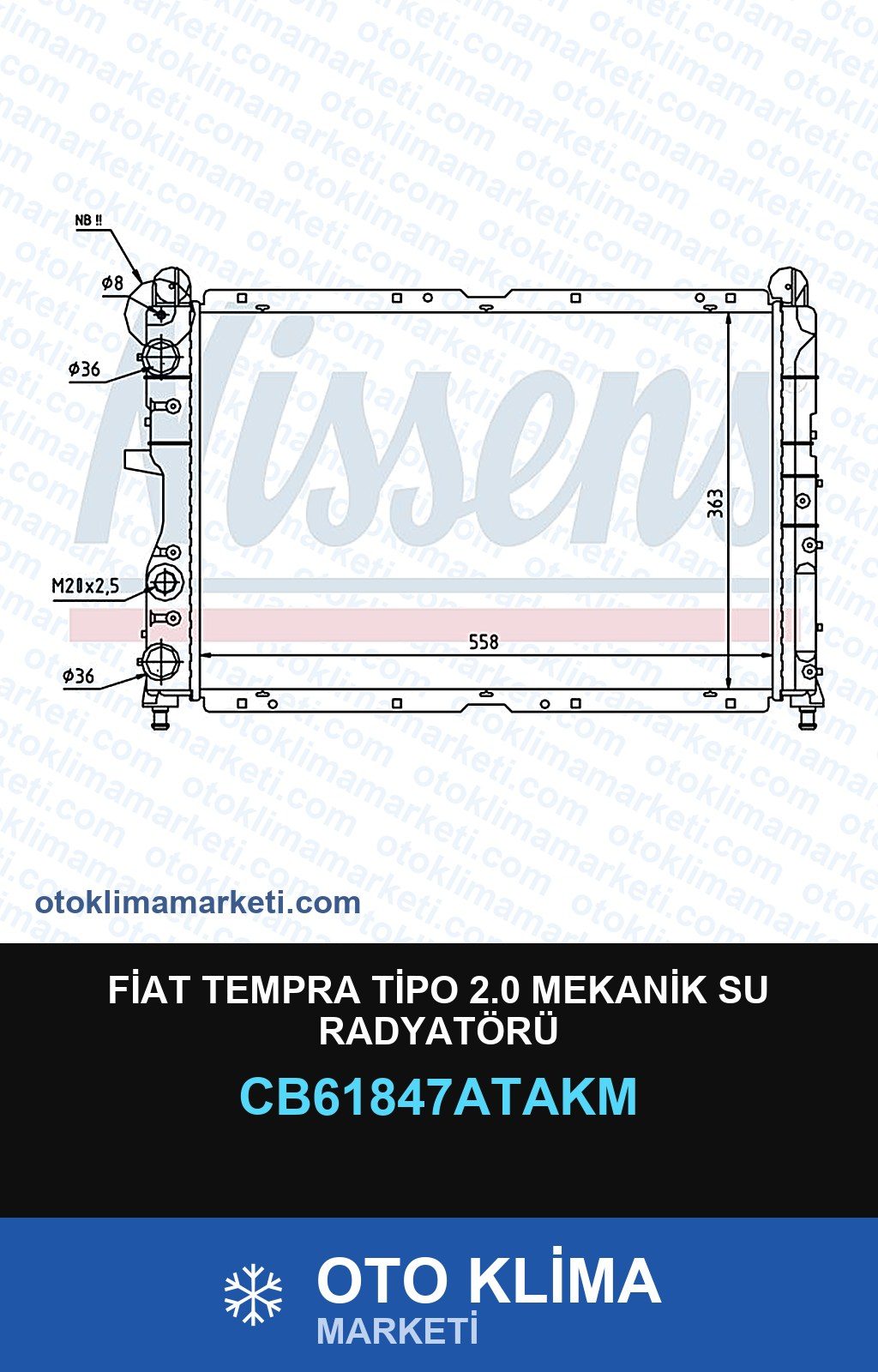 Fiat Tempra Tipo 2.0 Mekanik Su Radyatörü — SU RADYATÖRÜ — VEKA marka — Uyumlu: FIAT
