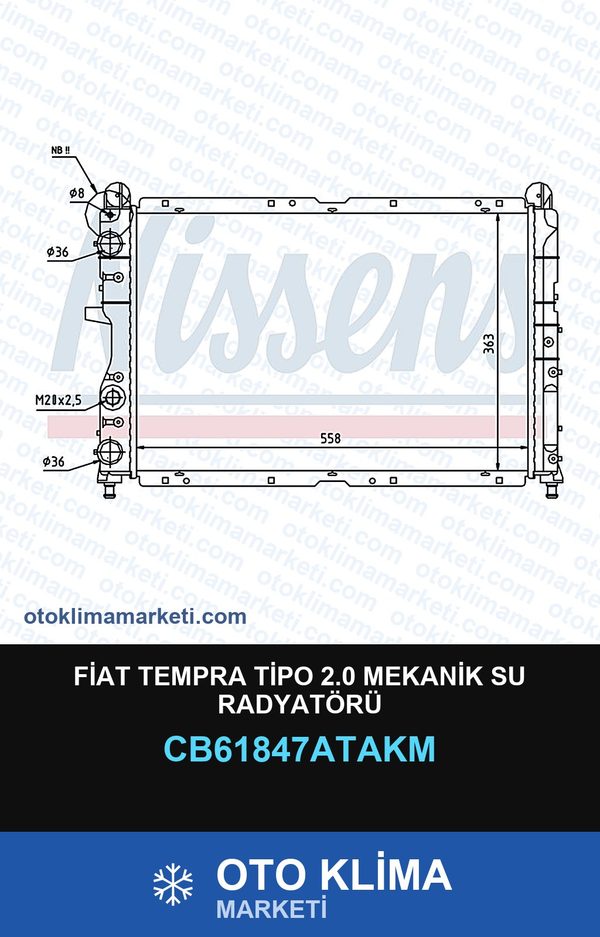 Fiat Tempra Tipo 2.0 Mekanik Su Radyatörü — SU RADYATÖRÜ — VEKA marka — Uyumlu: FIAT