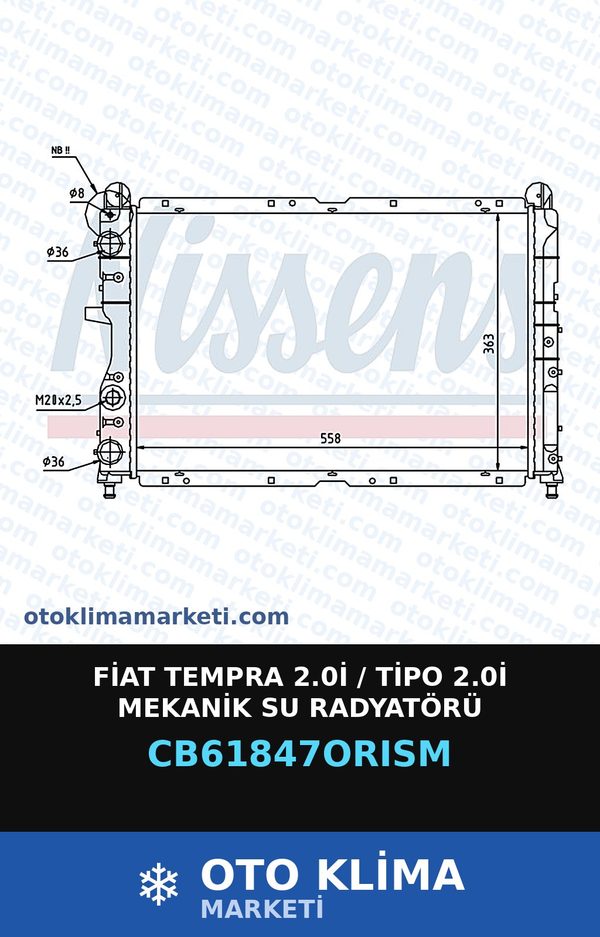 Fiat Tempra 2.0İ / Tipo 2.0İ Mekanik Su Radyatörü — SU RADYATÖRÜ — ORİS marka — Uyumlu: FIAT