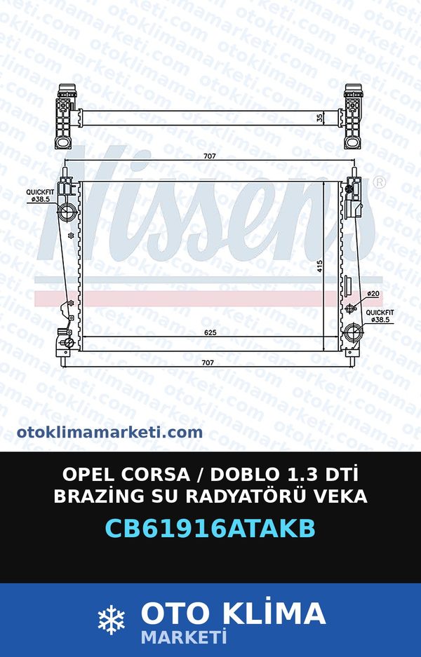 Opel Corsa / Doblo 1.3 Dti Brazing Su Radyatörü — SU RADYATÖRÜ — VEKA marka — Uyumlu: OPEL