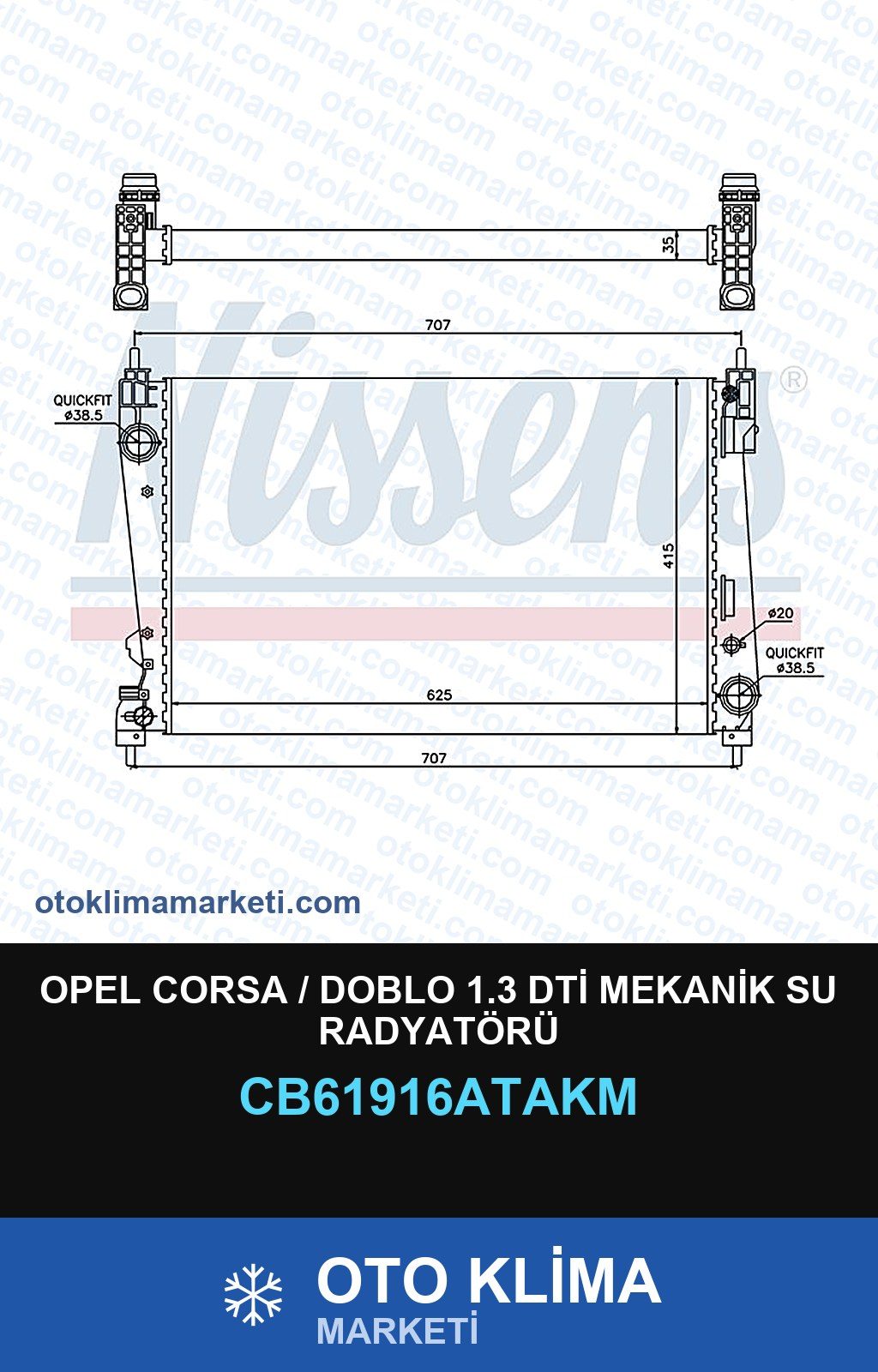 Opel Corsa / Doblo 1.3 Dti Mekanik Su Radyatörü — SU RADYATÖRÜ — VEKA marka — Uyumlu: OPEL