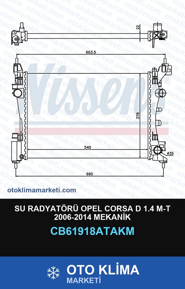 Su Radyatörü Opel Corsa D 1.4 M-T 2006-2014 Mekanik — SU RADYATÖRÜ — VEKA marka — Uyumlu: OPEL