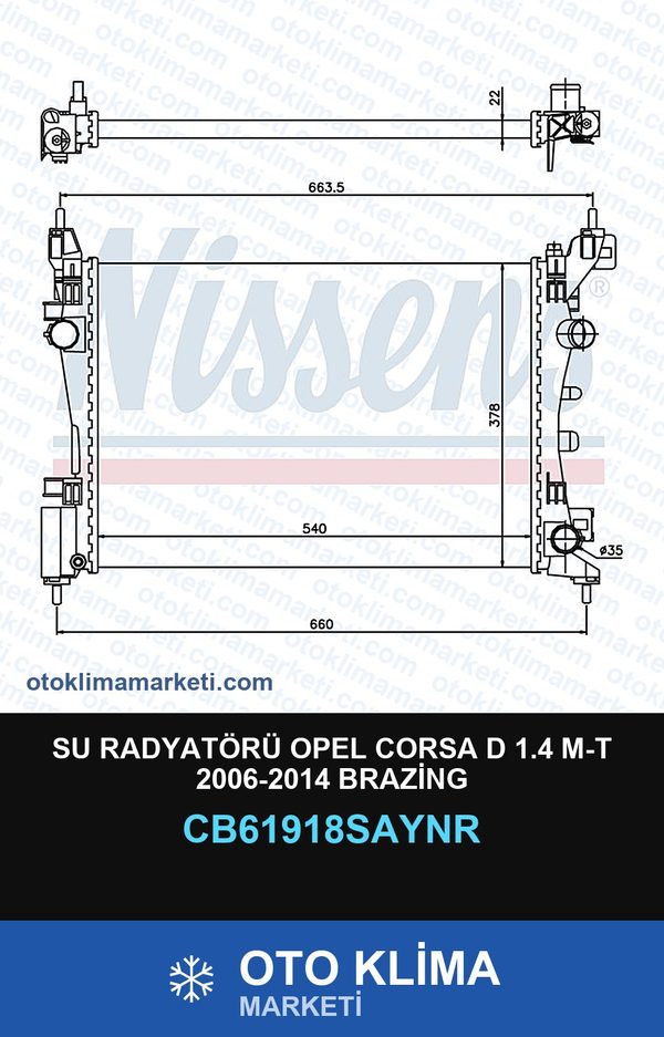 Su Radyatörü Opel Corsa D 1.4 M-T 2006-2014 Brazing — SU RADYATÖRÜ — UNICORE marka — Uyumlu: OPEL