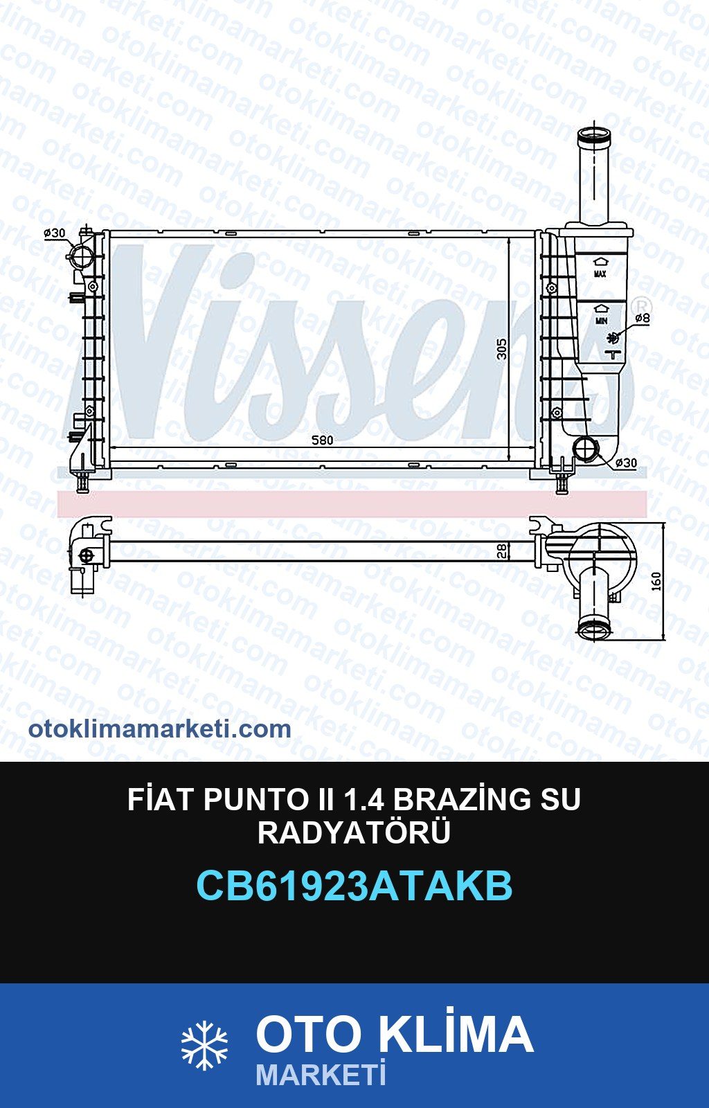 Fiat Punto II (2) 1.4 Brazing Su Radyatörü — SU RADYATÖRÜ — VEKA marka — Uyumlu: FIAT