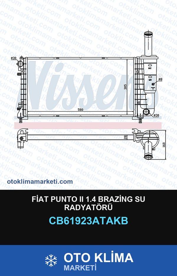 Fiat Punto II (2) 1.4 Brazing Su Radyatörü — SU RADYATÖRÜ — VEKA marka — Uyumlu: FIAT