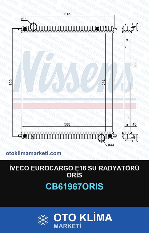 İveco Eurocargo E18 Su Radyatörü Oris — SU RADYATÖRÜ — ORİS marka — Uyumlu: IVECO