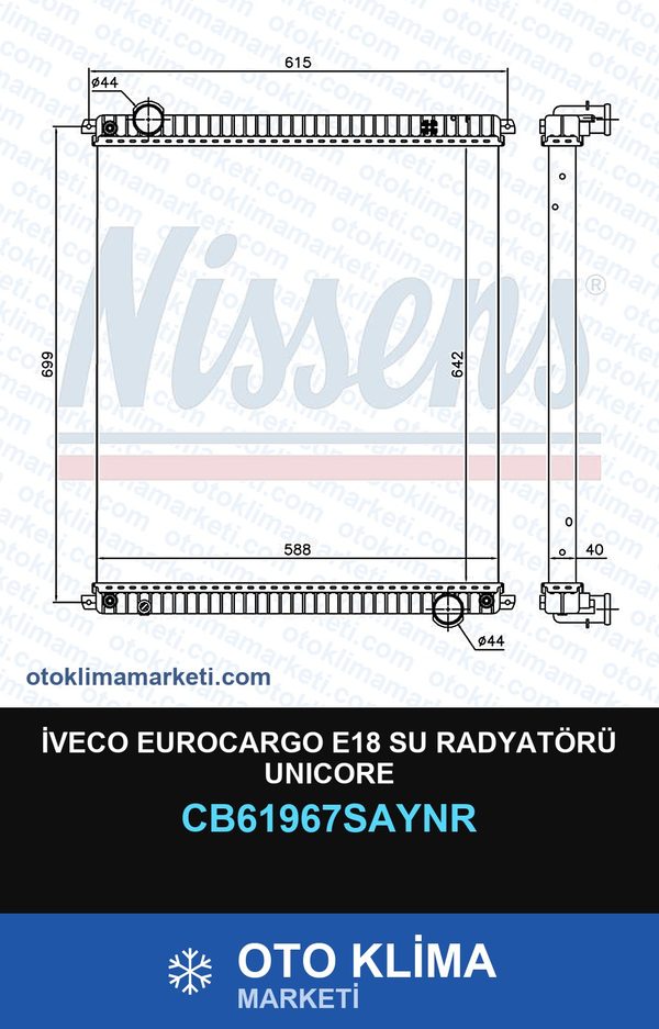 İveco Eurocargo E18 Su Radyatörü Unicore — SU RADYATÖRÜ — UNICORE marka — Uyumlu: IVECO