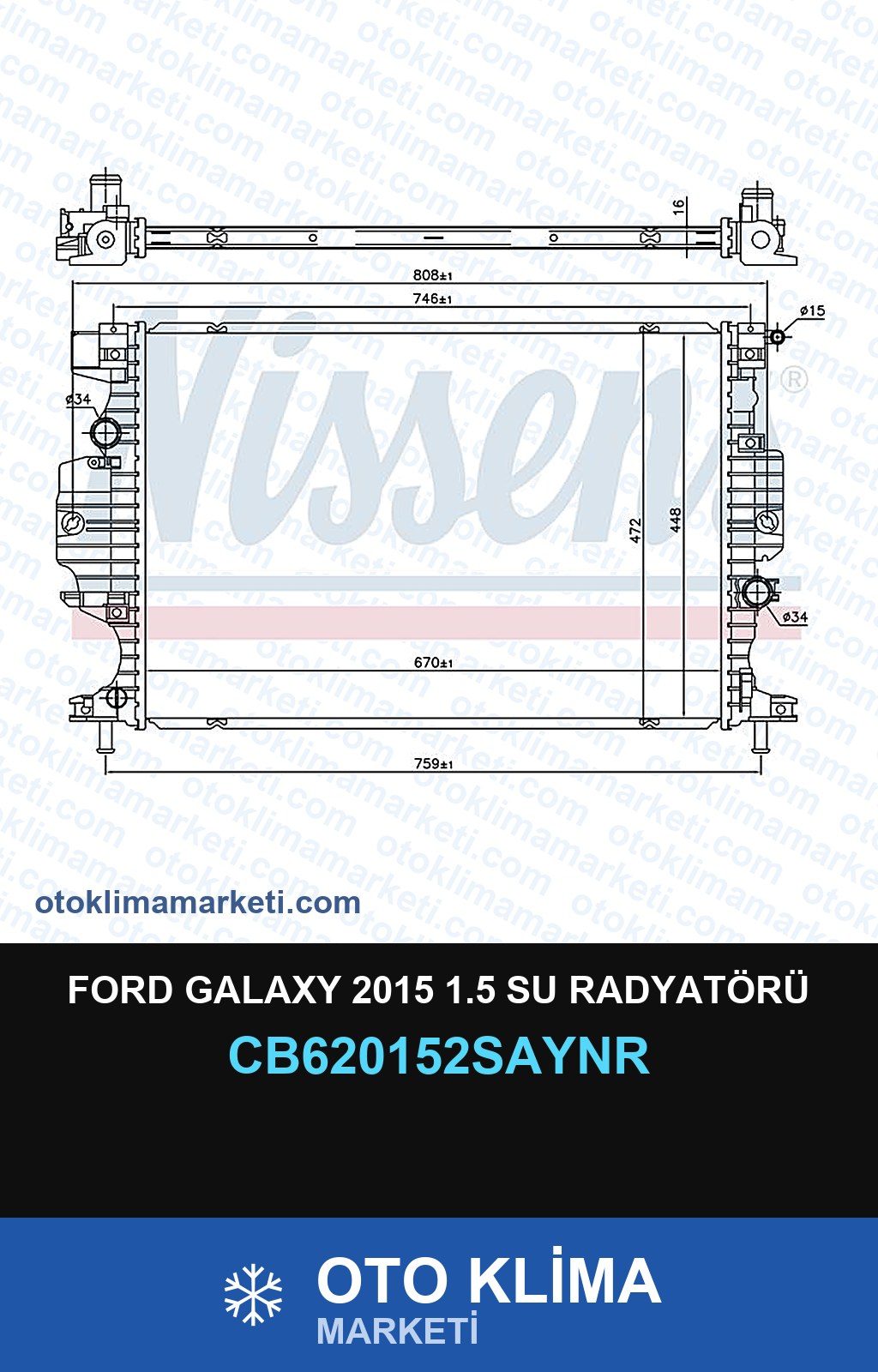 Ford Galaxy 2015 1.5 Su Radyatörü — SU RADYATÖRÜ — UNICORE marka — Uyumlu: FORD