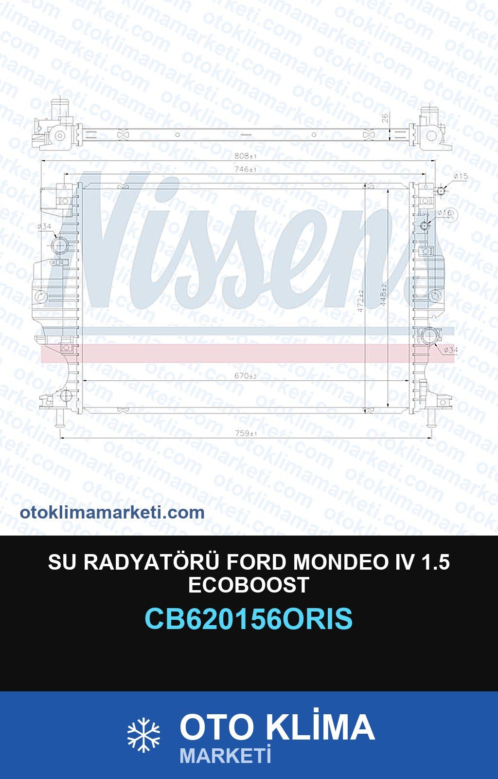 Su Radyatörü Ford Mondeo IV (4) 1.5 Ecoboost — SU RADYATÖRÜ — ORİS marka — Uyumlu: FORD