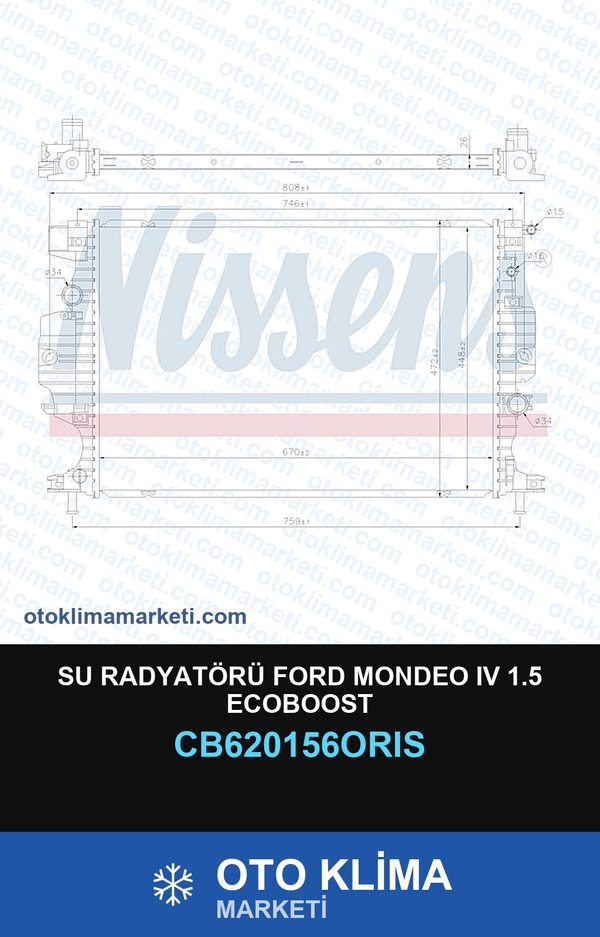 Su Radyatörü Ford Mondeo IV (4) 1.5 Ecoboost — SU RADYATÖRÜ — ORİS marka — Uyumlu: FORD