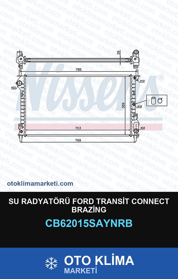 Su Radyatörü Ford Transit Connect Brazing — SU RADYATÖRÜ — UNICORE marka — Uyumlu: FORD