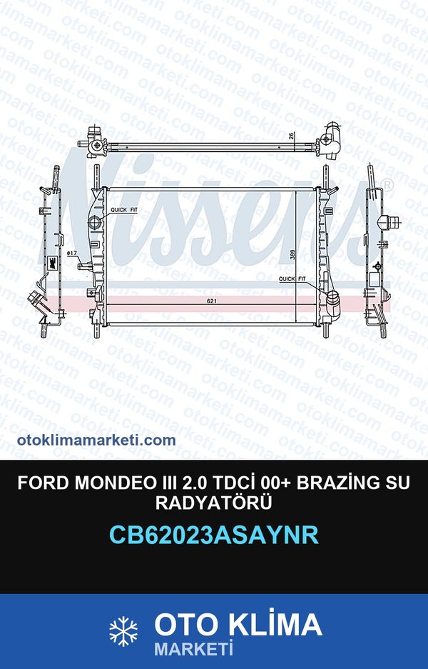Ford Mondeo III (3) 2.0 TDCİ 00+ Brazing Su Radyatörü — SU RADYATÖRÜ — UNICORE marka — Uyumlu: FORD