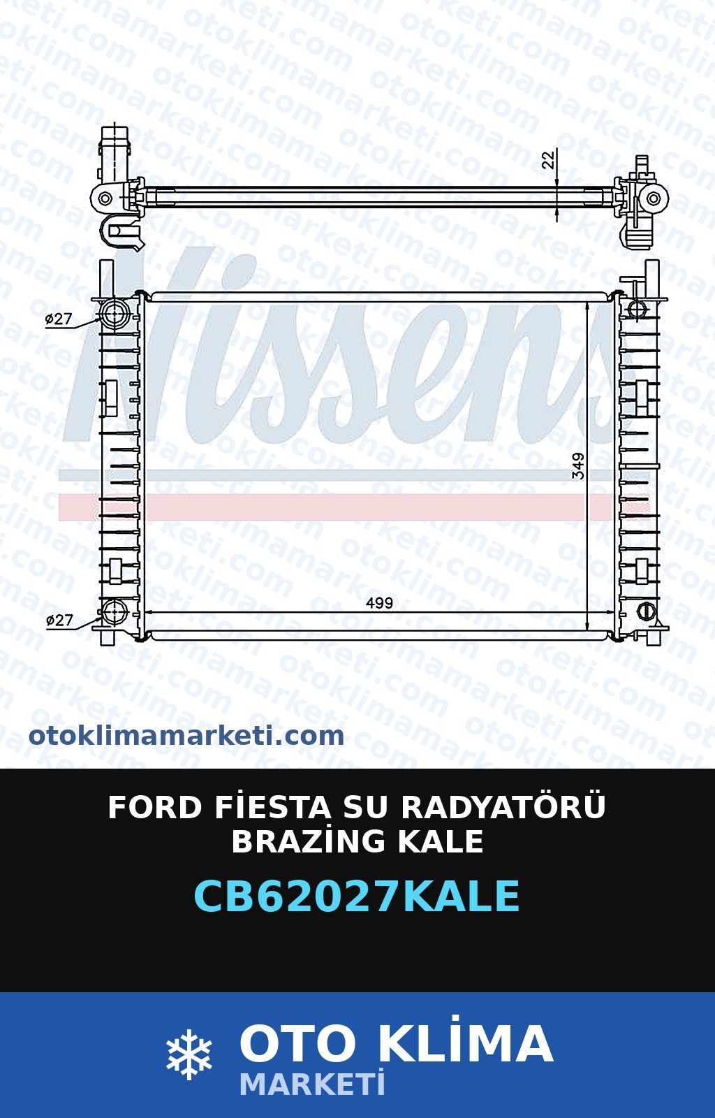 Ford Fiesta Su Radyatörü Brazing Kale — SU RADYATÖRÜ — KALE marka — Uyumlu: FORD
