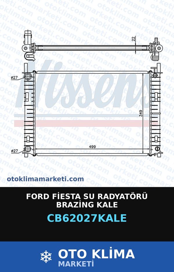 Ford Fiesta Su Radyatörü Brazing Kale — SU RADYATÖRÜ — KALE marka — Uyumlu: FORD
