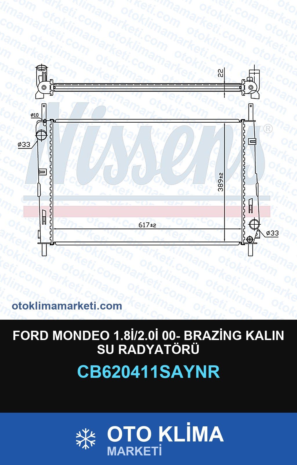 Ford Mondeo 1.8İ/2.0İ 00- Brazing Kalın Su Radyatörü — SU RADYATÖRÜ — UNICORE marka — Uyumlu: FORD