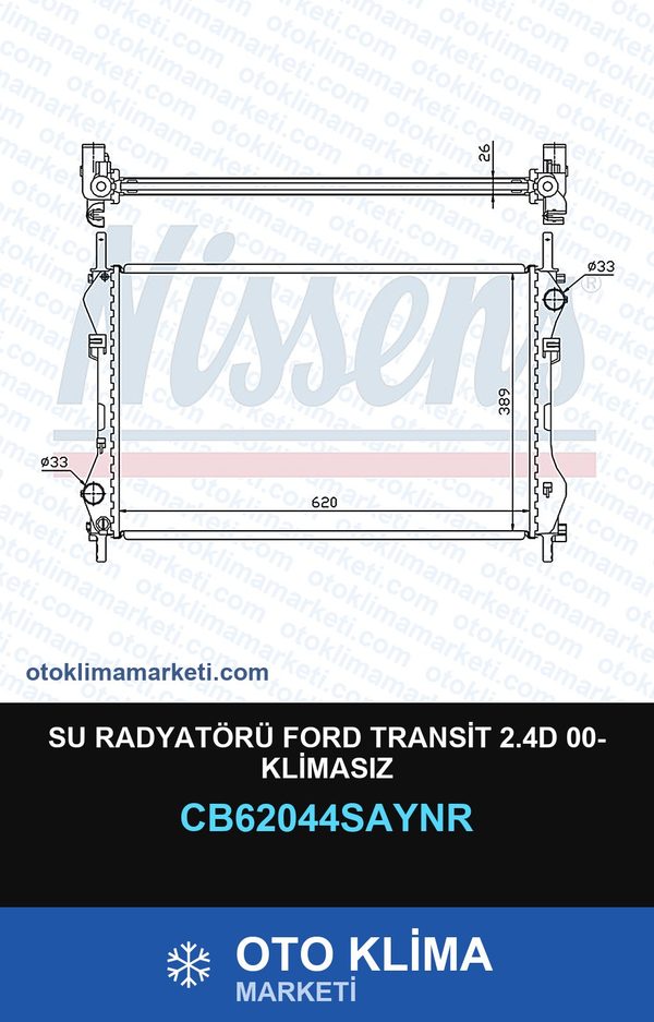 Su Radyatörü Ford Transit 2.4D 00- Klimasız — SU RADYATÖRÜ — UNICORE marka — Uyumlu: FORD