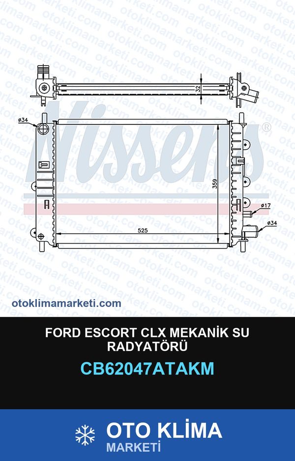 Ford Escort Clx Mekanik Su Radyatörü — SU RADYATÖRÜ — VEKA marka — Uyumlu: FORD