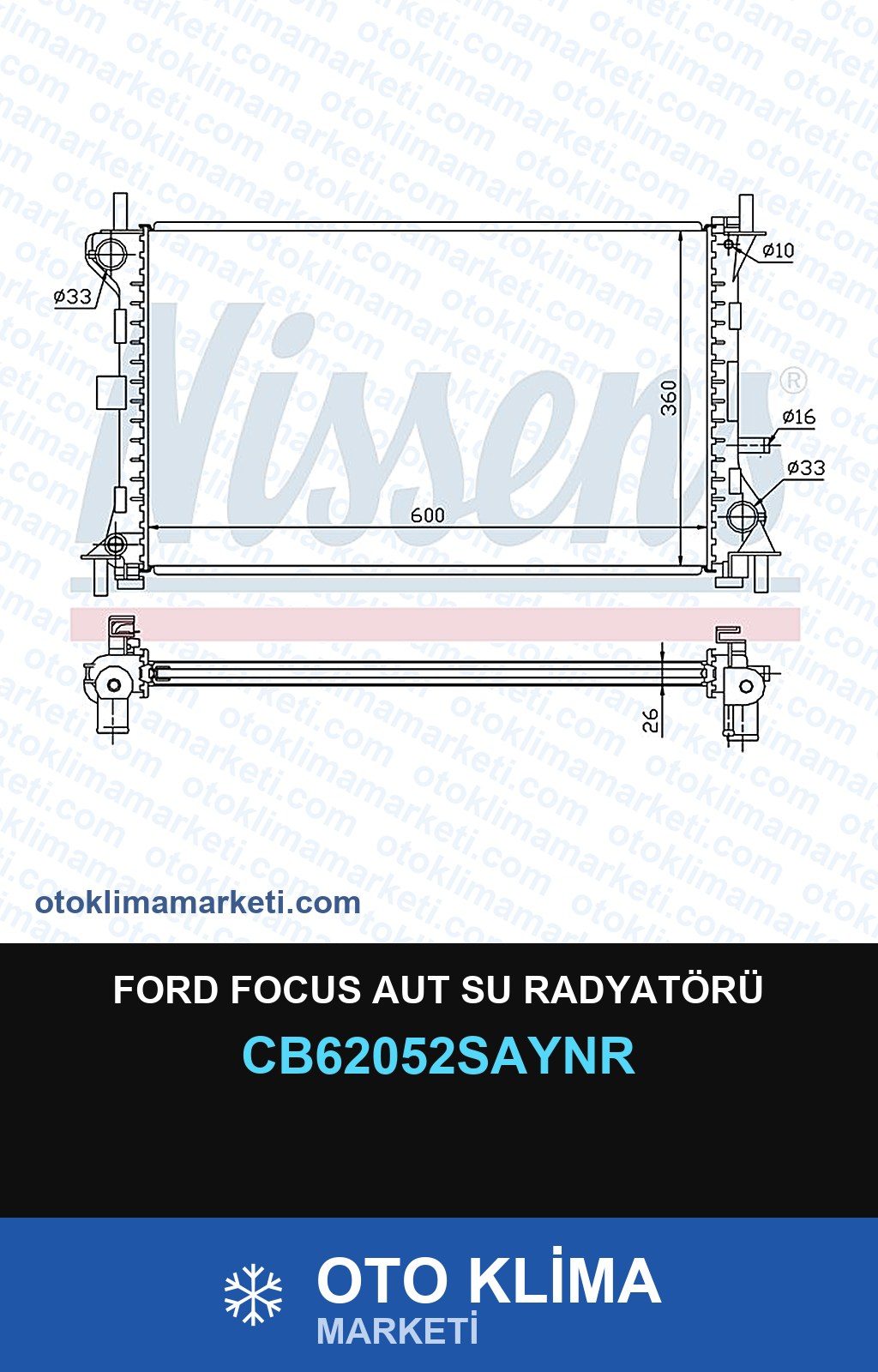 Ford Focus Aut Su Radyatörü — SU RADYATÖRÜ — UNICORE marka — Uyumlu: FORD