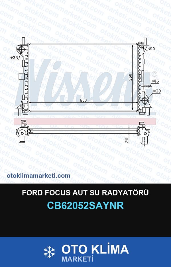 Ford Focus Aut Su Radyatörü — SU RADYATÖRÜ — UNICORE marka — Uyumlu: FORD