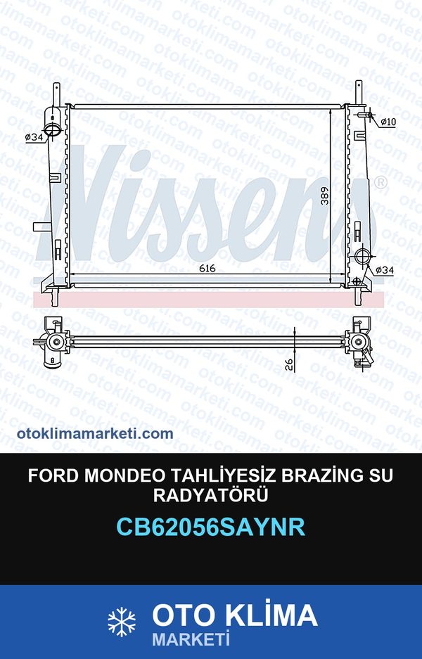 Ford Mondeo Tahliyesiz Brazing Su Radyatörü — SU RADYATÖRÜ — UNICORE marka — Uyumlu: FORD