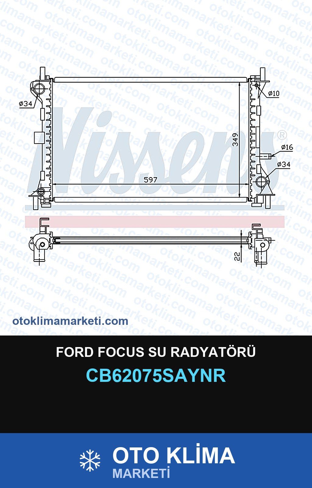 Ford Focus Su Radyatörü — SU RADYATÖRÜ — UNICORE marka — Uyumlu: FORD