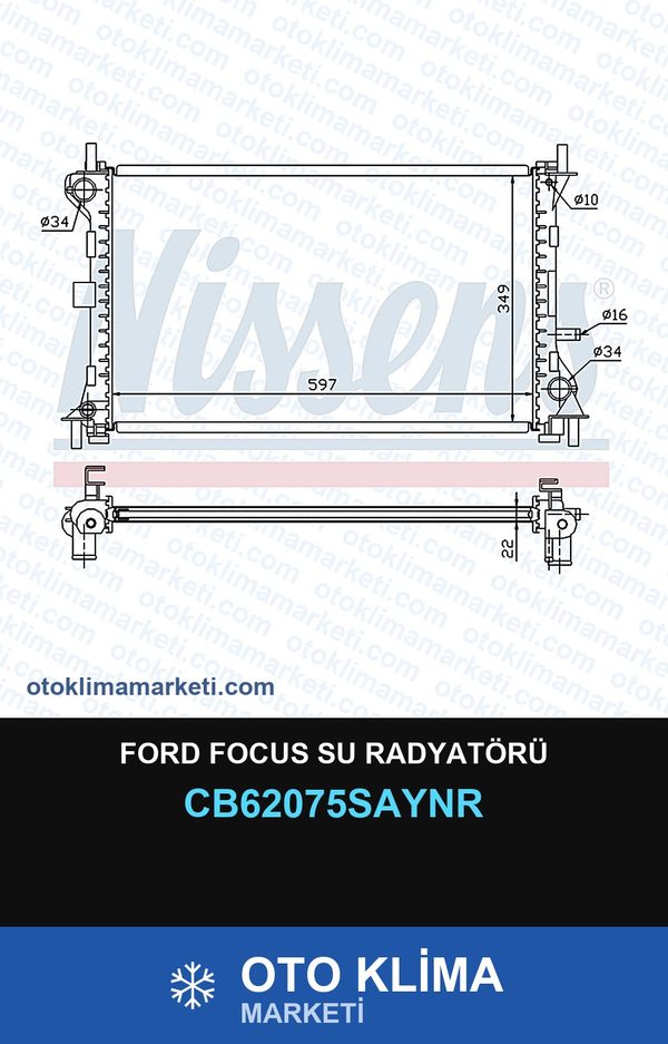 Ford Focus Su Radyatörü — SU RADYATÖRÜ — UNICORE marka — Uyumlu: FORD