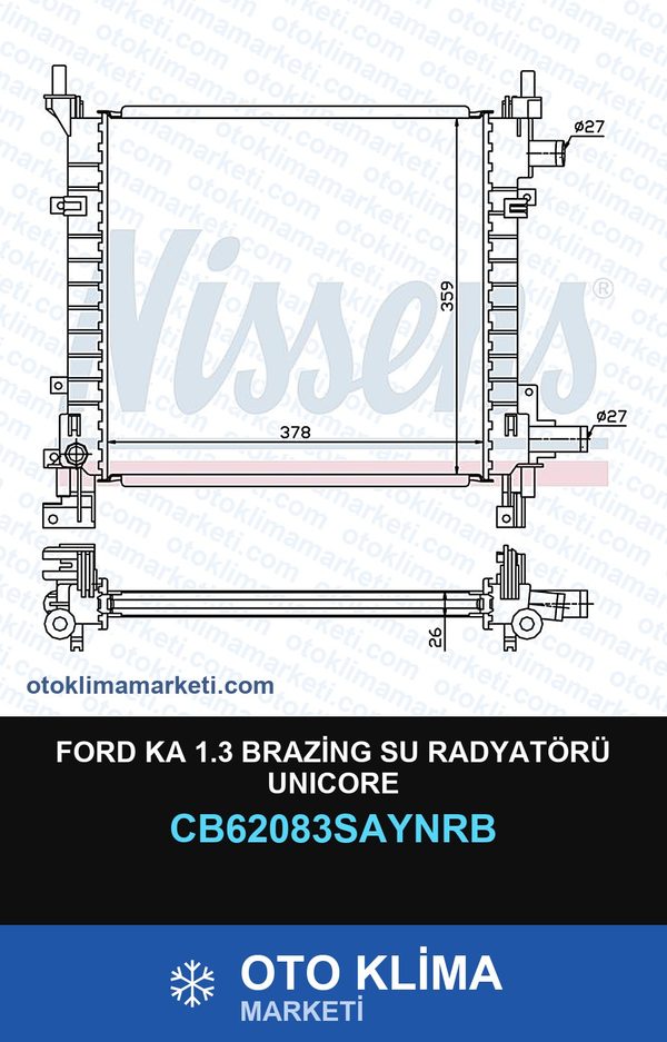 Ford Ka 1.3 Brazing Su Radyatörü Unicore — SU RADYATÖRÜ — UNICORE marka — Uyumlu: FORD