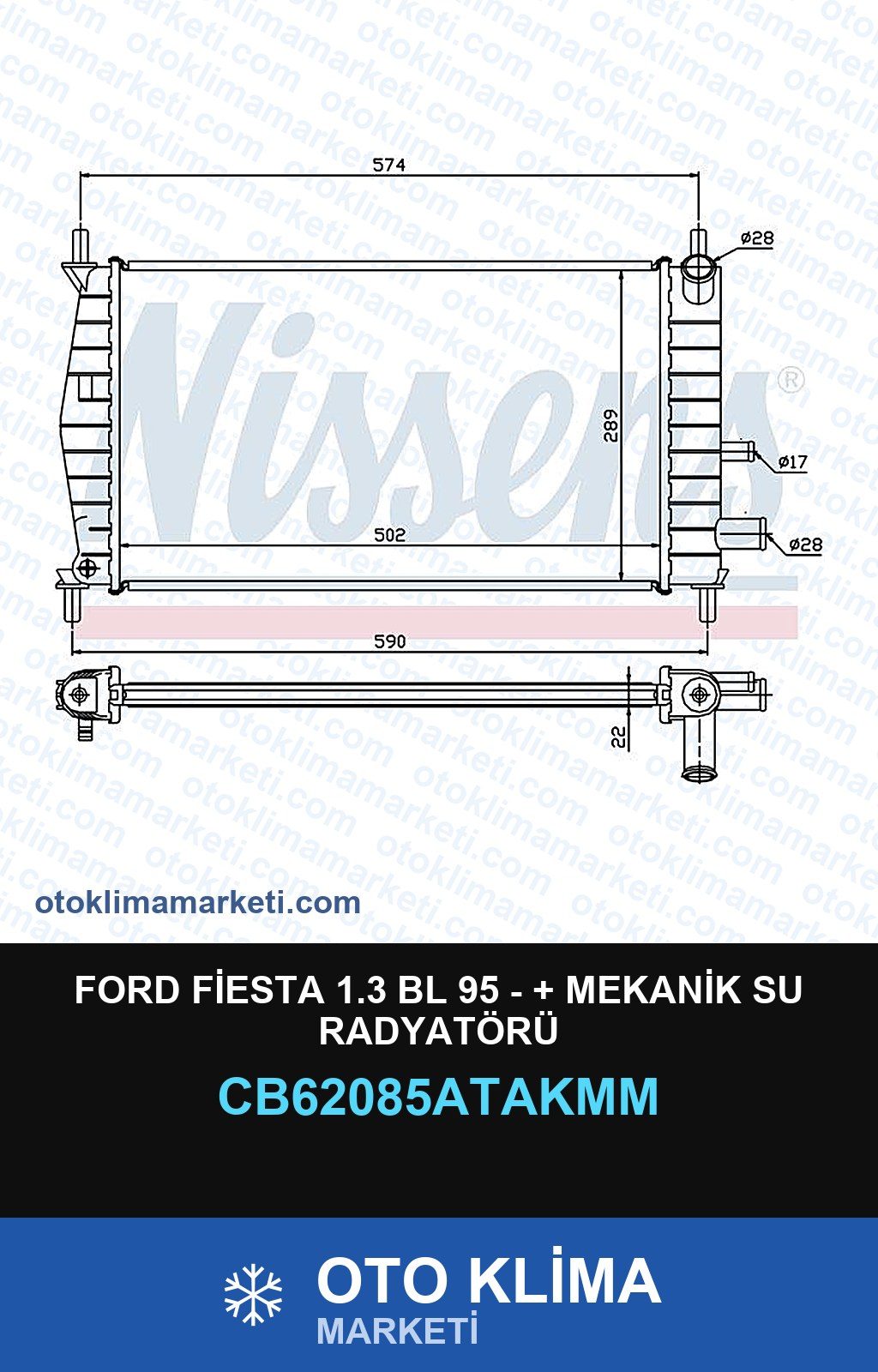 Ford Fiesta 1.3 Bl 95 - + Mekanik Su Radyatörü — SU RADYATÖRÜ — VEKA marka — Uyumlu: FORD